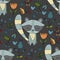 Seamless vector forest pattern with cute color illustrations.