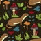 Seamless vector forest pattern with cute color illustrations.