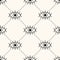 Seamless vector geometry pattern with open eyes with eyelashes and polka dot. Modern mystic background for textile, web