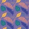 Seamless vector hand-drawn abstract pattern with tropical leaves in scandinavian style