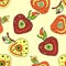 Seamless vector hand drawn childish pattern with fruits.