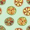 Seamless vector hand drawn childish pattern with fruits.