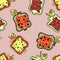 Seamless vector hand drawn childish pattern with fruits.