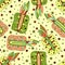Seamless vector hand drawn childish pattern with fruits.