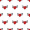 Seamless vector heart pattern for Valentines Day. Cute hearts with wings.