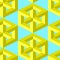 A Seamless, Vector Image of Volumetric Physically Impossible Cubes of a Golden Hue, Located On a Light Blue Background