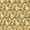 Seamless vector lush vintage pattern with diamond shapes decorated with floral motifs