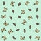 Seamless vector pale yellow butterfly pattern Green butterflies background