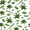 Seamless vector pattern of aloe vera branch and leaves. Hand drawn. Engraved colored medical, cosmetic plant