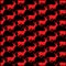 Seamless vector pattern with animal, dark or black background with red deers