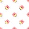 Seamless vector pattern with animals. Cute background with pink pigs on the white backdrop.