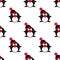 Seamless vector pattern with animals, cute symmetrical background with penguins with winter hats