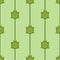 Seamless vector pattern with animals. Symmetrical background with turtles and lines on the green backdrop.