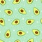 Seamless vector pattern Avocado on polka dot background