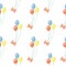 Seamless vector pattern. Background with colorful ballons and bows on the white backdrop