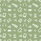 Seamless vector pattern, background monitor, notebook, router, usb and microphone on the green backdrop.