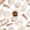 Seamless vector pattern with bakery goods.
