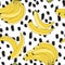 Seamless vector pattern with bananas tossed on a BW texture