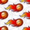 Seamless vector pattern with basketball ball icons and flames.
