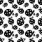 Seamless vector pattern with black decorative ornamental cute strawberries on the white background