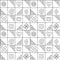 Seamless vector pattern, black and white geometric background with flower, leaf, hearts, cross, square. Print for decor, wallpaper