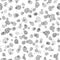 Seamless vector pattern with black and white leaves and circles on a white background. Abstract texture for wallpaper