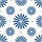 Seamless vector pattern - blue flowers with a radiant center on a white background