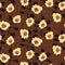 Seamless vector pattern with bold simple floral shapes on a brown background
