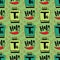 Seamless vector pattern with bottle of tequila and pepper on green background. Holla - hello in spanish .