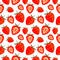 Seamless vector pattern, bright chaotic background with strawberry