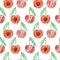 Seamless vector pattern, bright fruits background with cherry, whole and half on the white backdrop