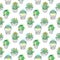 Seamless vector pattern with cactus. Colorful background with watercolor splashes and cacti. Succulent collection.