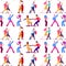 Seamless Vector Pattern Cartoon People Dancing