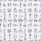 Seamless vector pattern. Checkered hand sketch drawn background with kitchenware.
