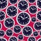 Seamless vector pattern with clocks, wake up idea. Simple timers