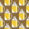 Seamless vector pattern with closeup beer glasses on the brown background.