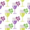 Seamless vector pattern with closeup wineglasses with red and white wine, and bunches of grape on the grey background.