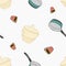 A seamless vector pattern of colorful crockery