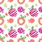 Seamless vector pattern with colorful different decorative ornamental cute strawberries on the white background
