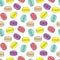 Seamless vector pattern colorful doodle macarons scattered in different directions on white background, cute, fabric, gift wrappi