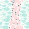 Seamless vector pattern with colorful fishes in scandinavian minimalist modern style.