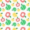 Seamless vector pattern with colorful ornamental different apples on the white background. Repeating ornament.