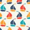 Seamless vector pattern of colorful sailboat shape