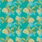 Seamless vector pattern with colorfull cute fishes