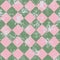 Seamless vector pattern. Creative geometric checkered green and pink background with rhombus.