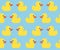 Seamless vector pattern with cute bright yellow ducks.