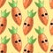 Seamless vector pattern with cute cartoon carrot
