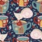 Seamless vector pattern with cute cartoon mouse.