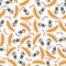 Seamless vector pattern of a cute fox flying with a parachute. Design concept for kids textile print, nursery wallpaper, wrapping