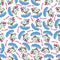 Seamless vector pattern with cute little monkey skydiver, Design concept for kids textile print, nursery wallpaper, wrapping paper